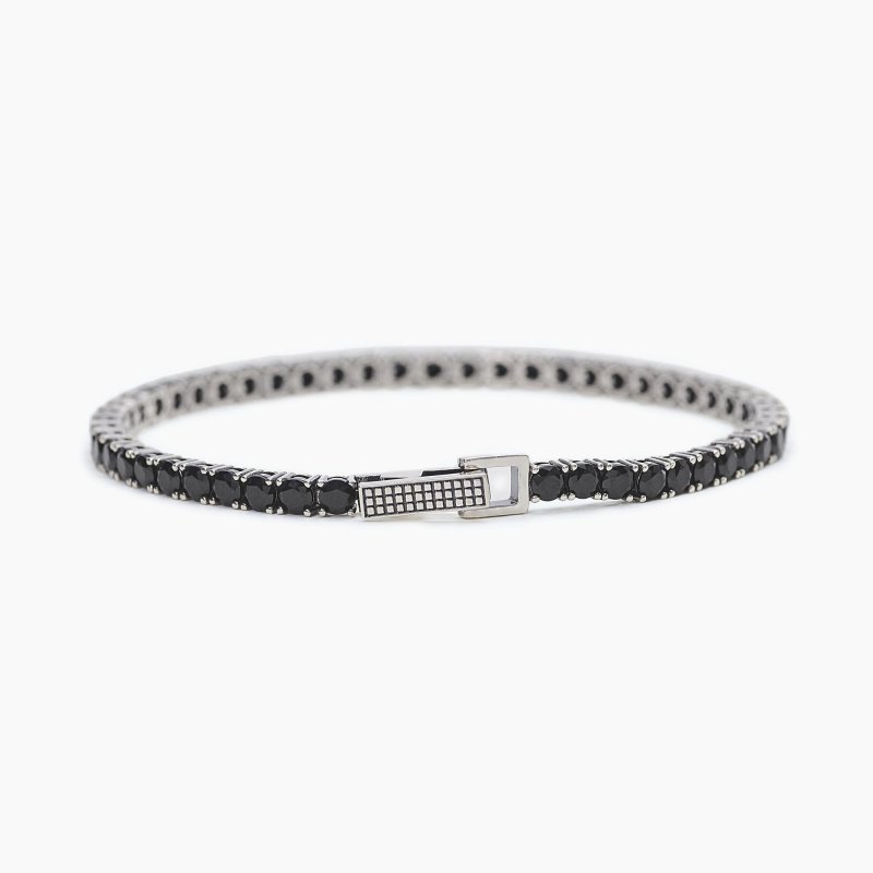 Mabina - Bracciale Tennis Da Uomo - Zirconi Neri - Argento 925