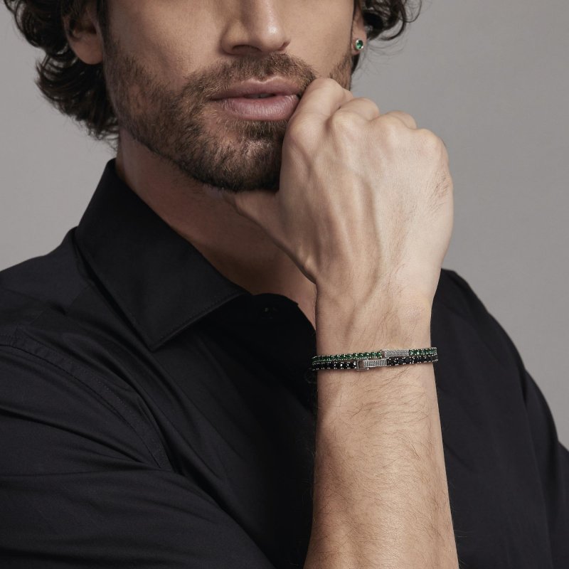 Mabina - Bracciale Tennis Da Uomo - Zirconi Neri - Argento 925