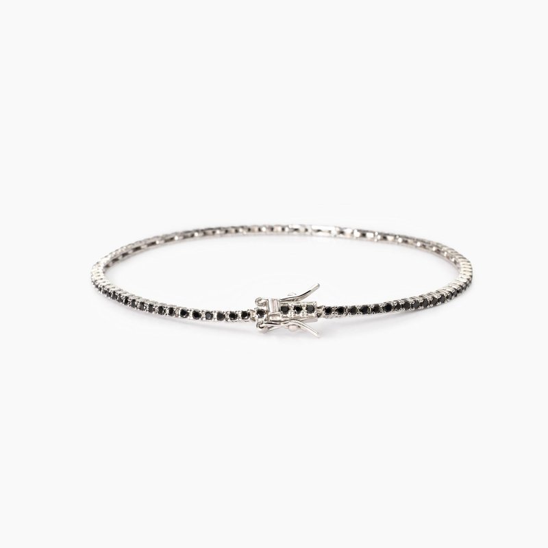 Mabina - Bracciale Tennis Uomo - Zirconi Neri - Argento