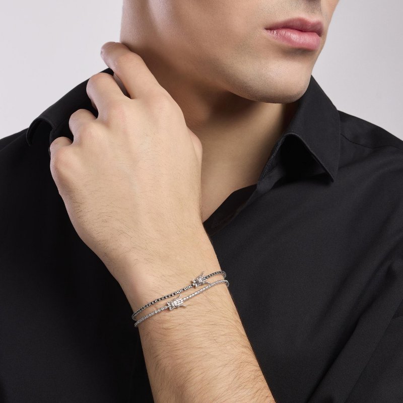 Mabina - Bracciale Tennis Uomo - Zirconi Neri - Argento