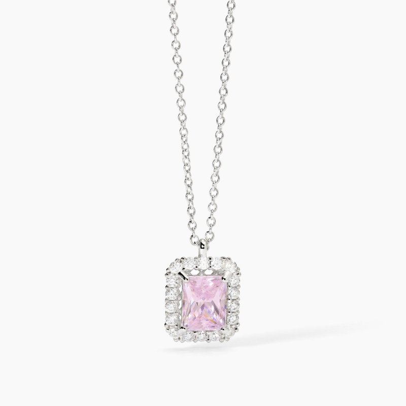 Mabina - Girocollo In Argento Con Zircone Rosa - Desiderio Infinito