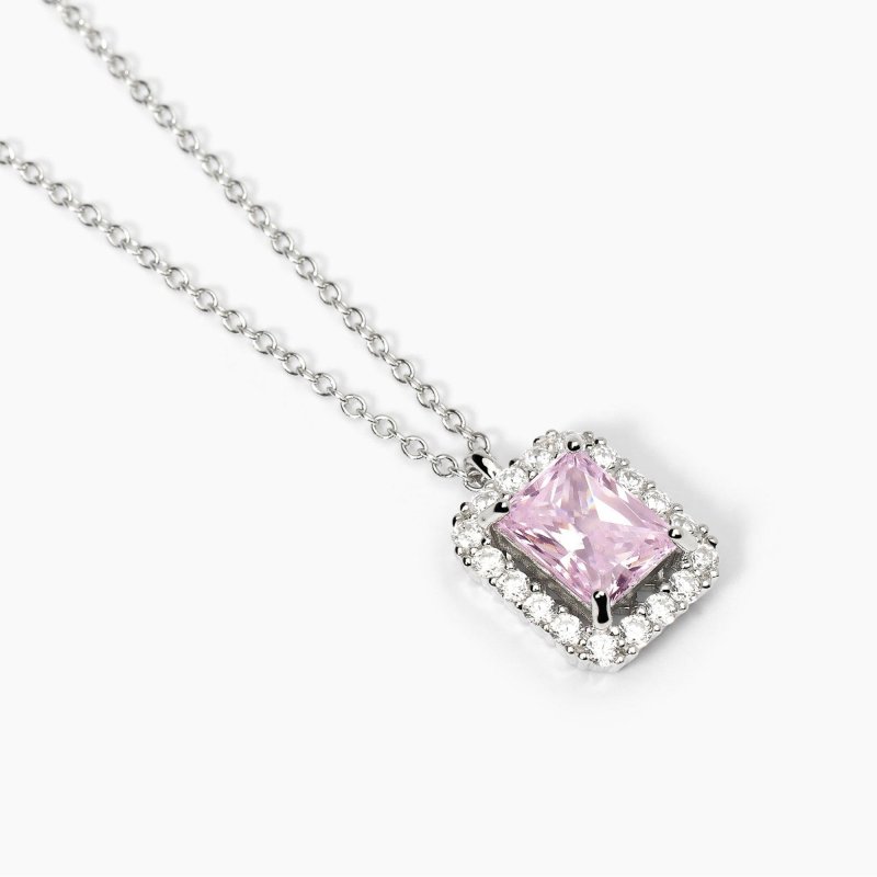 Mabina - Girocollo In Argento Con Zircone Rosa - Desiderio Infinito
