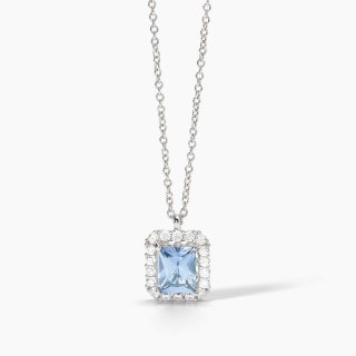 Mabina - Girocollo In Argento - Acquamarina Sintetica - Zirconi Bianchi