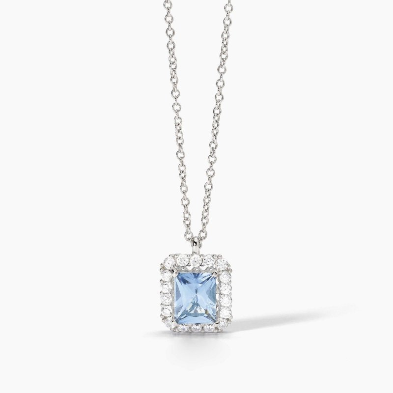 Mabina - Girocollo In Argento - Acquamarina Sintetica - Zirconi Bianchi