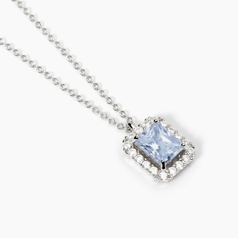 Mabina - Girocollo In Argento - Acquamarina Sintetica - Zirconi Bianchi