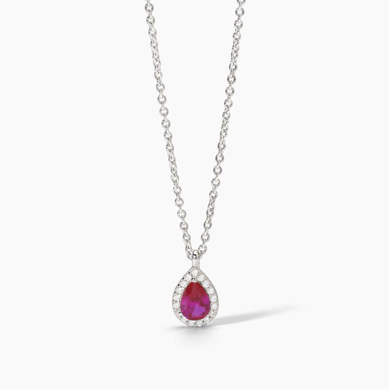 Mabina - Girocollo In Argento - Rubino Sintetico - Zirconi