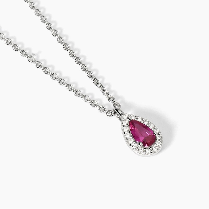 Mabina - Girocollo In Argento - Rubino Sintetico - Zirconi