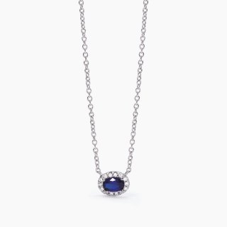 Mabina - Girocollo Con Zaffiro Sintetico - Argento 925 - Zirconi
