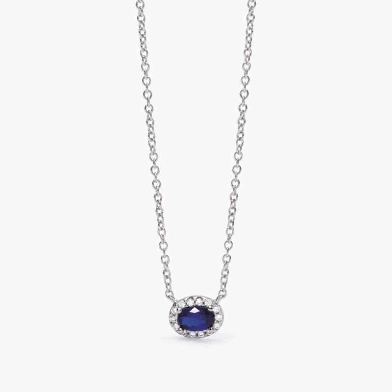 Mabina - Girocollo Con Zaffiro Sintetico - Argento 925 - Zirconi
