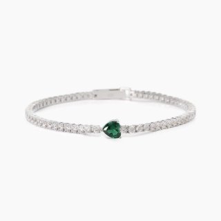 Mabina - Bracciale Tennis Con Smeraldo Sintetico - Argento - Zirconi