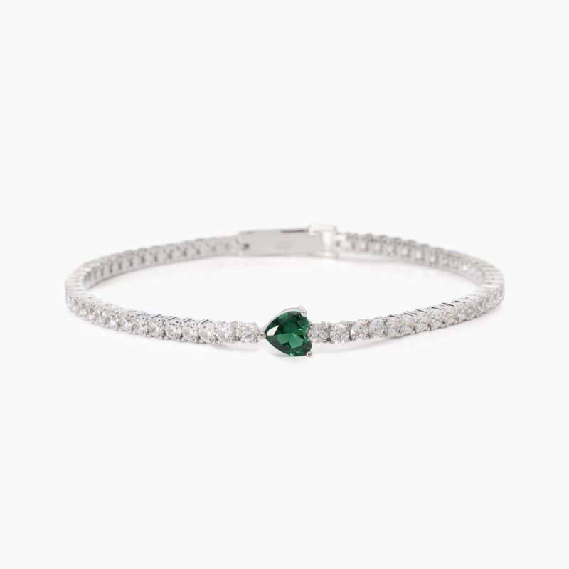 Mabina - Bracciale Tennis Con Smeraldo Sintetico - Argento - Zirconi