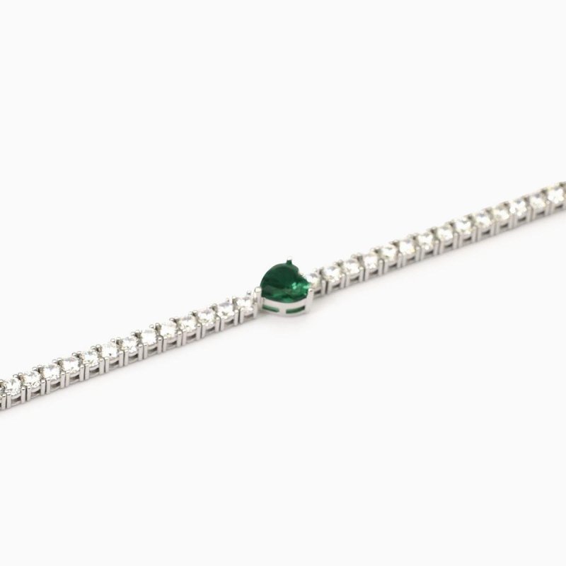 Mabina - Bracciale Tennis Con Smeraldo Sintetico - Argento - Zirconi