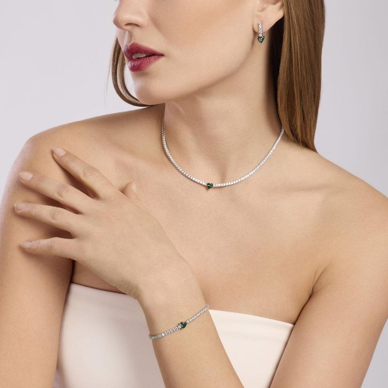 Mabina - Bracciale Tennis Con Smeraldo Sintetico - Argento - Zirconi