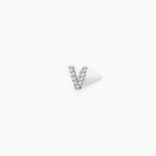 Mabina - Mono Orecchino Lettera 'V' - Argento - Zirconi