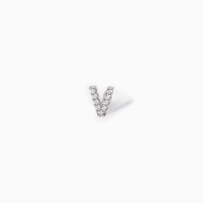 Mabina - Mono Orecchino Lettera 'V' - Argento - Zirconi