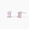 Mabina - Orecchini In Argento - Zircone Rosa - Taglio Princess