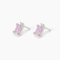 Mabina - Orecchini In Argento - Zircone Rosa - Taglio Princess