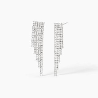 Mabina - Orecchini In Argento Con Cascata Di Zirconi - Eleganti - Brillanti