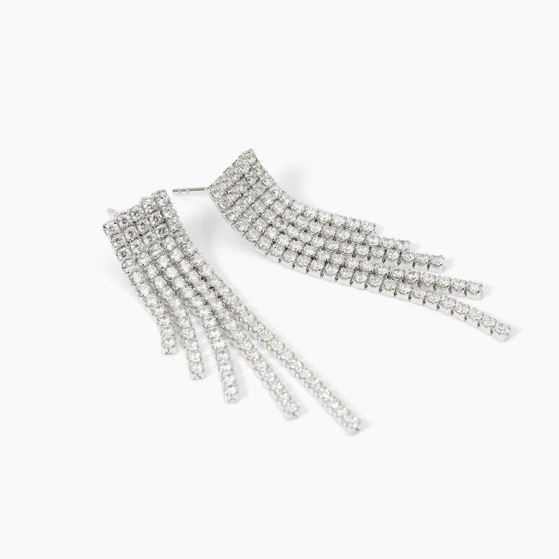 Mabina - Orecchini In Argento Con Cascata Di Zirconi - Eleganti - Brillanti