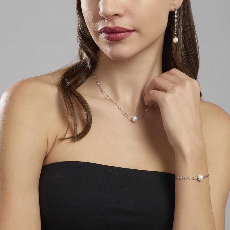 Mabina - Girocollo Con Perla Duchessa - Argento - Perla
