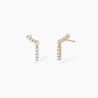 Mabina - Orecchini Dorati Con Zirconi Flapper - Argento - Oro 18K