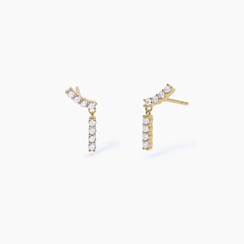 Mabina - Orecchini Dorati Con Zirconi Flapper - Argento - Oro 18K