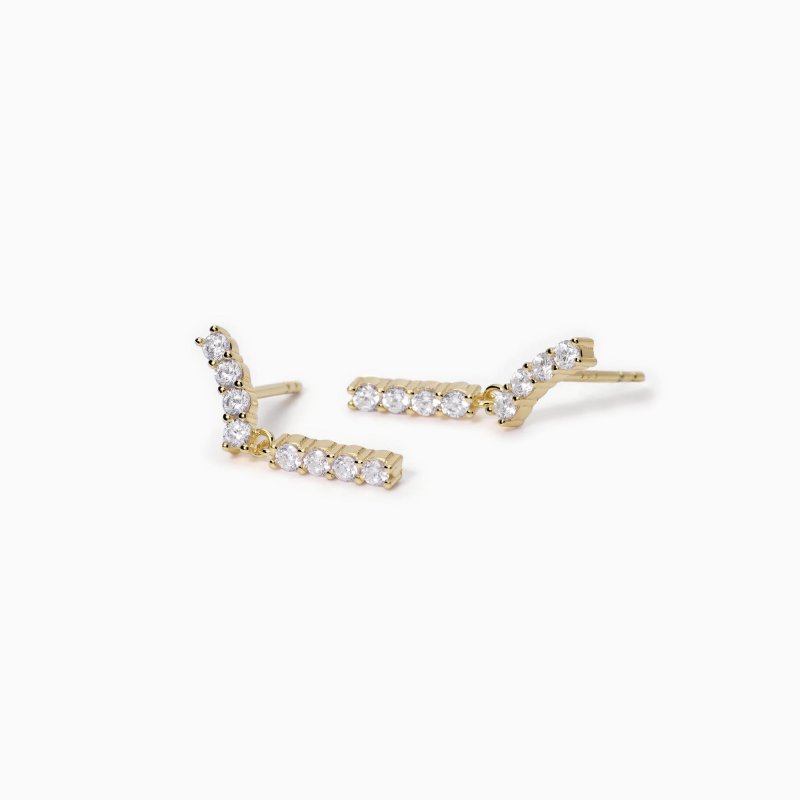 Mabina - Orecchini Dorati Con Zirconi Flapper - Argento - Oro 18K