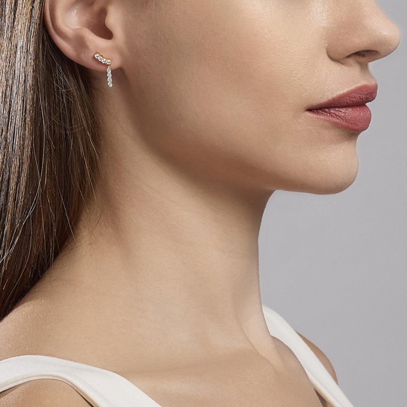 Mabina - Orecchini Dorati Con Zirconi Flapper - Argento - Oro 18K