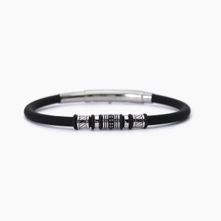 Mabina - Bracciale Uomo In Acciaio - Silicone - Zirconi
