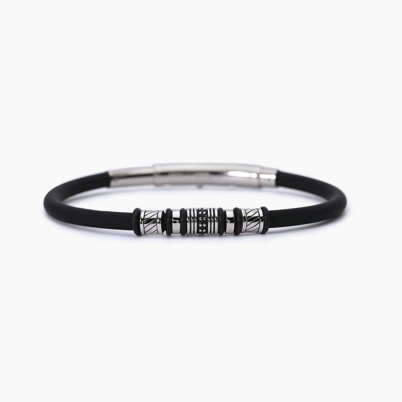 Mabina - Bracciale Uomo In Acciaio - Silicone - Zirconi