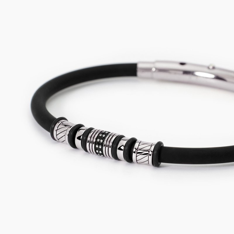 Mabina - Bracciale Uomo In Acciaio - Silicone - Zirconi