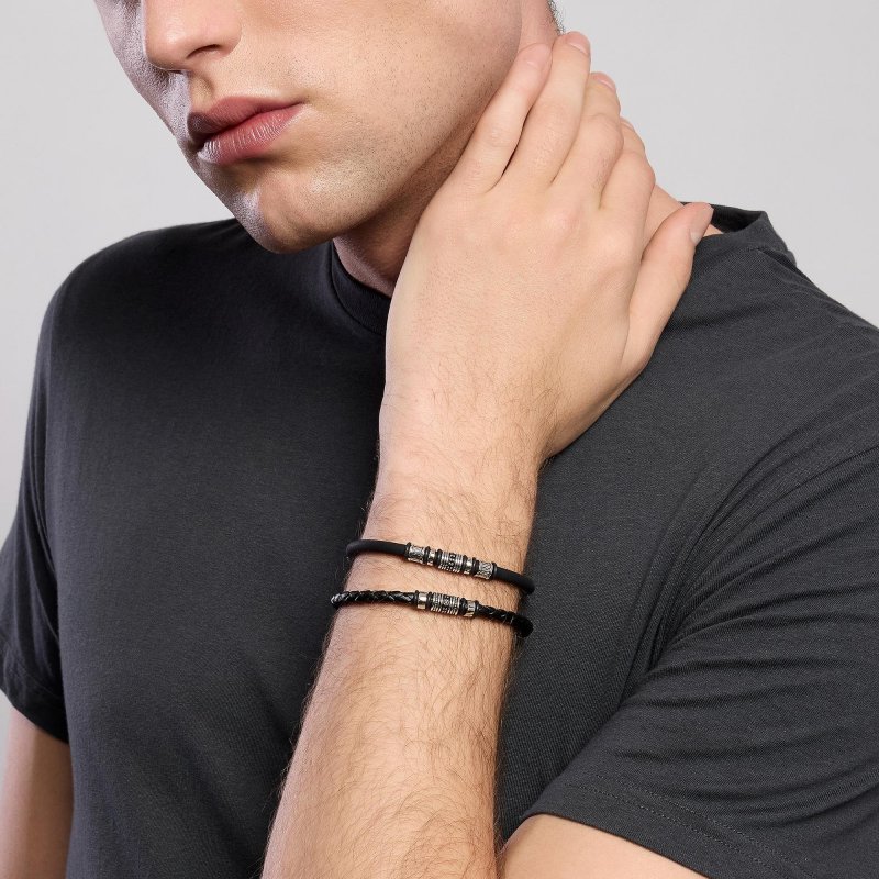 Mabina - Bracciale Uomo In Acciaio - Silicone - Zirconi