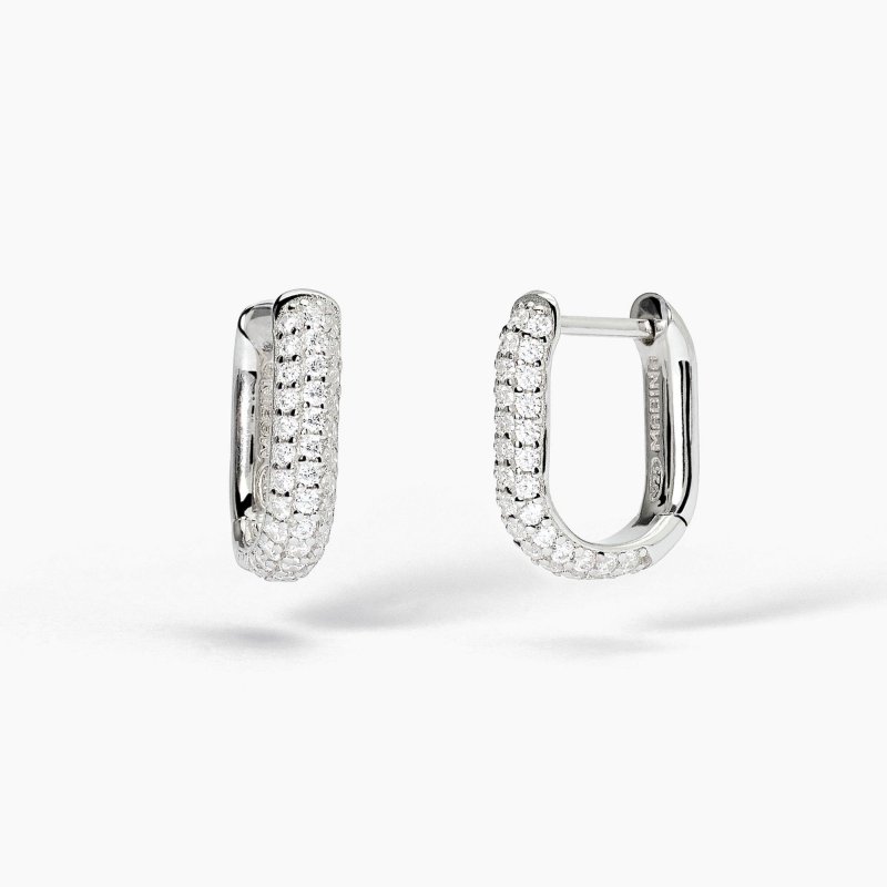 Mabina - Orecchini Ovali In Argento - Pavè Couture