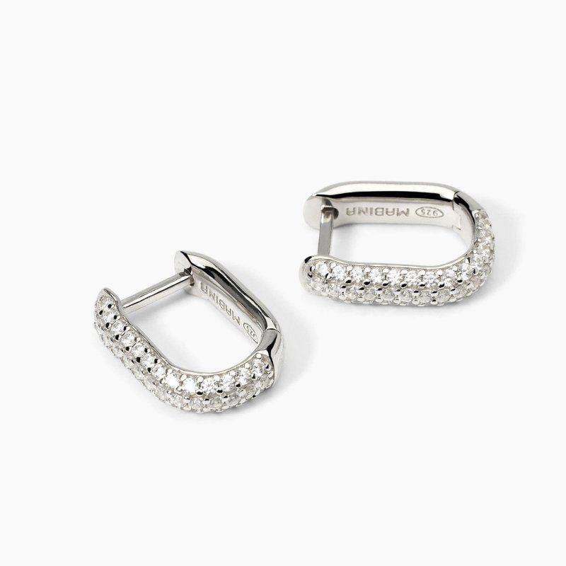 Mabina - Orecchini Ovali In Argento - Pavè Couture