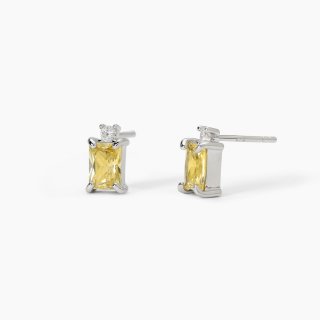 Mabina - Orecchini In Argento - Zircone Lemon - Taglio Princess