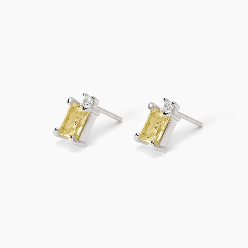 Mabina - Orecchini In Argento - Zircone Lemon - Taglio Princess