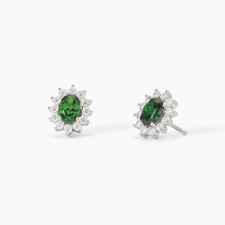 Mabina - Orecchini In Argento - Smeraldo Sintetico - Zirconi