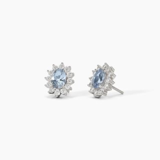 Mabina - Orecchini In Argento - Acquamarina Sintetica - Zirconi