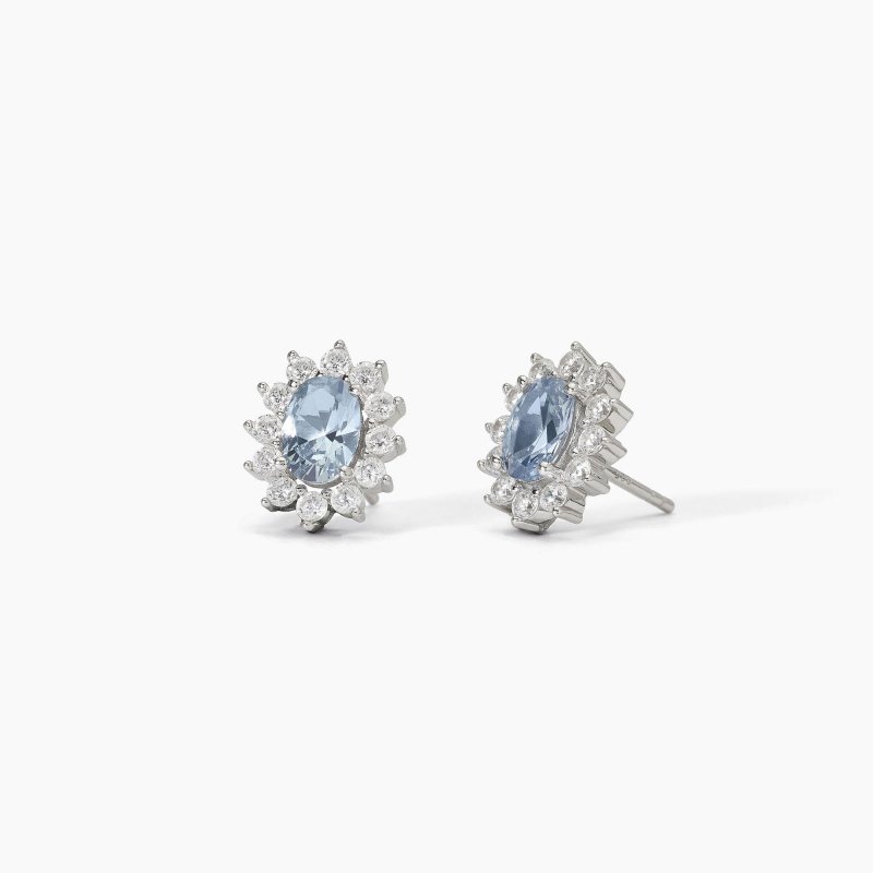 Mabina - Orecchini In Argento - Acquamarina Sintetica - Zirconi