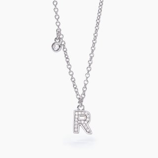 Mabina - Girocollo Lettera "R" - Argento - Zirconi