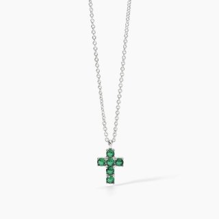 Mabina - Girocollo Croce Del Sud - Argento - Smeraldi Sintetici