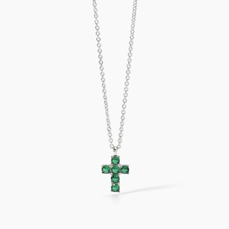Mabina - Girocollo Croce Del Sud - Argento - Smeraldi Sintetici
