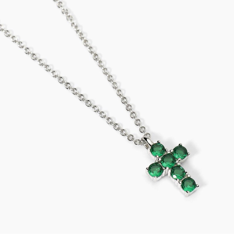 Mabina - Girocollo Croce Del Sud - Argento - Smeraldi Sintetici