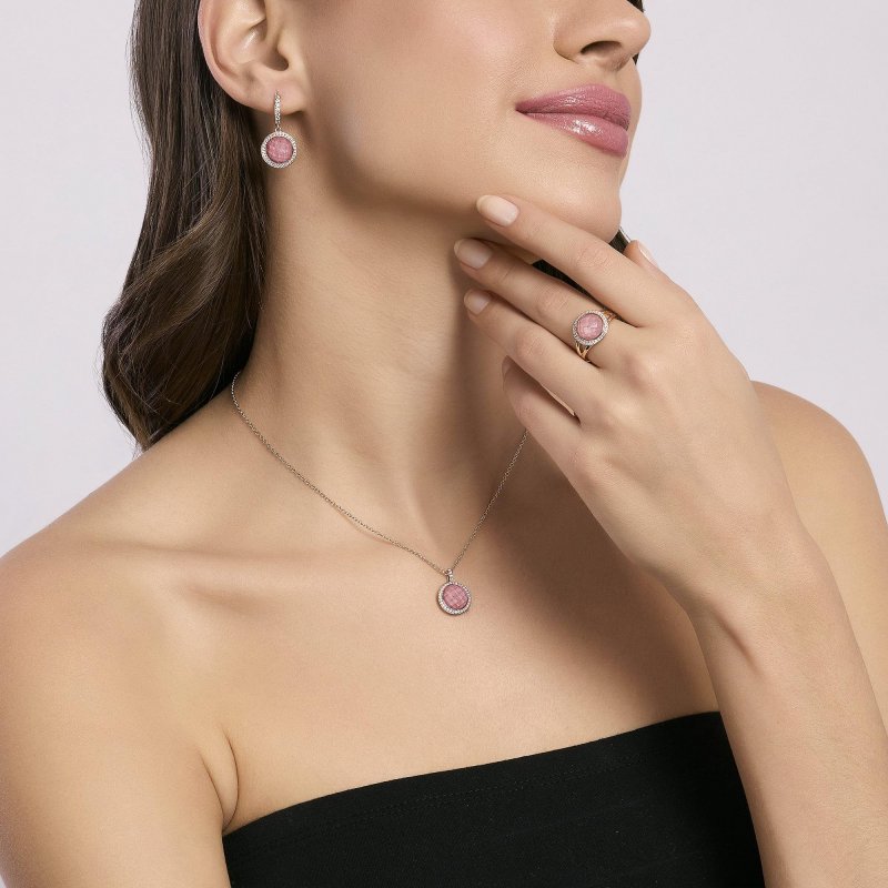 Mabina - Girocollo Con Ciondolo In Rodocrosite Diva - Argento 925 - Placcatura In Oro Rosa 18K