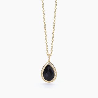 Mabina - Girocollo Con Ciondolo - Agata Nera - Argento