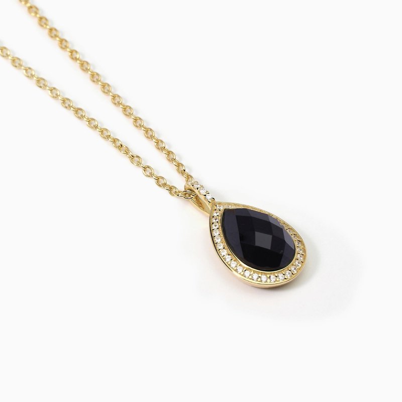 Mabina - Girocollo Con Ciondolo - Agata Nera - Argento