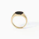 Mabina - Anello Chevalier Con Pavè Nero - Argento 925 - Oro 18K