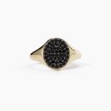 Mabina - Anello Chevalier Con Pavè Nero - Argento 925 - Oro 18K