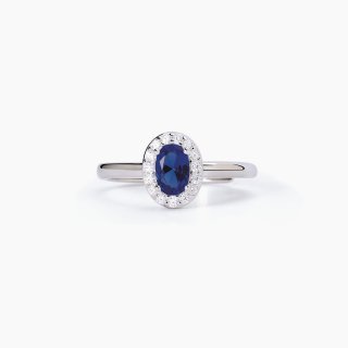 Mabina - Anello Con Zaffiro Sintetico Ovale - Argento 925 - Zirconi