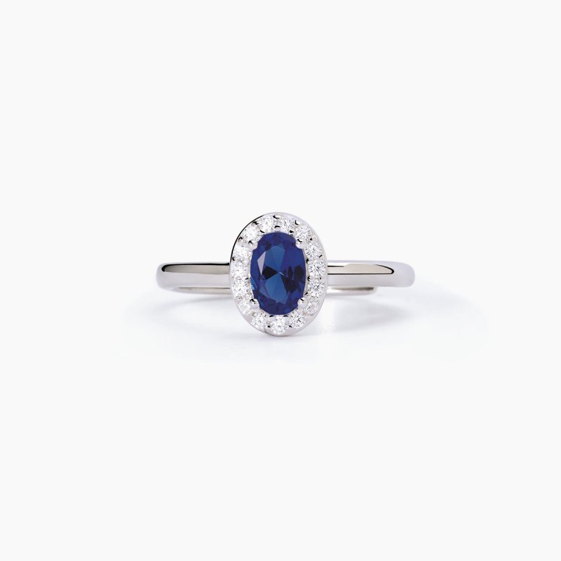 Mabina - Anello Con Zaffiro Sintetico Ovale - Argento 925 - Zirconi